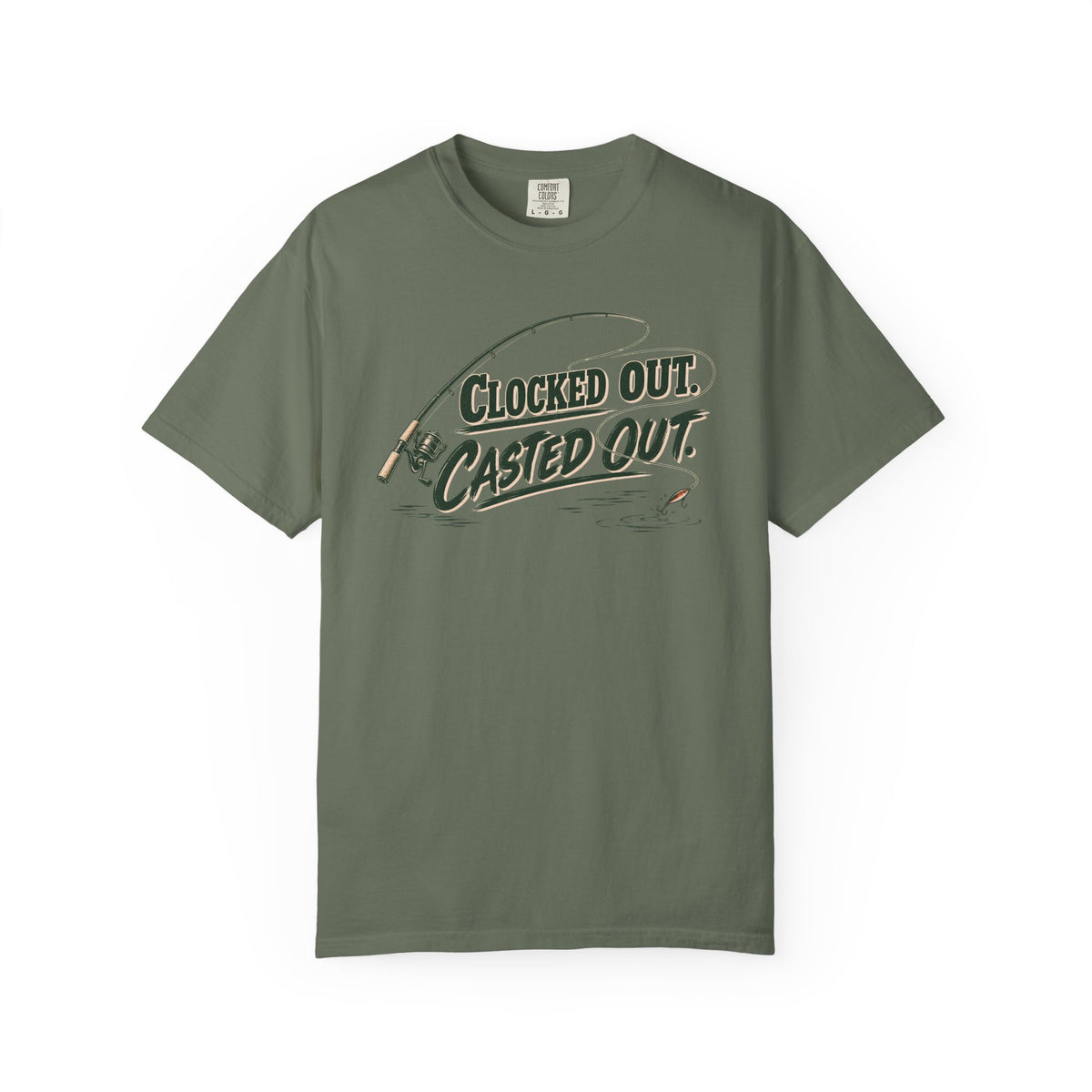 Clocked Out Casted Out Fishing T-Shirt