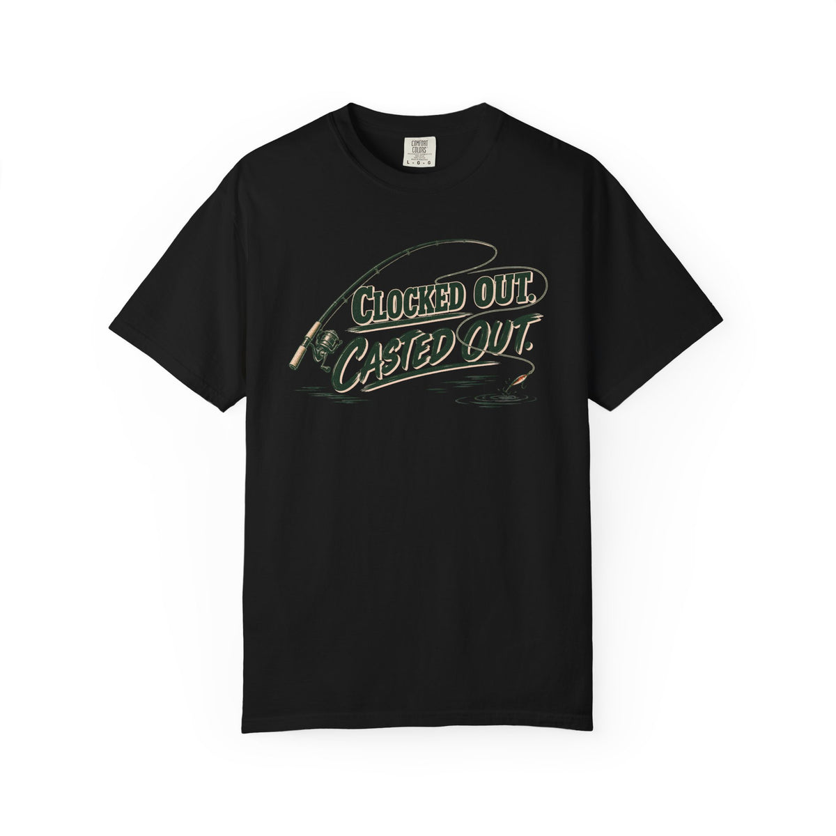 Clocked Out Casted Out Fishing T-Shirt
